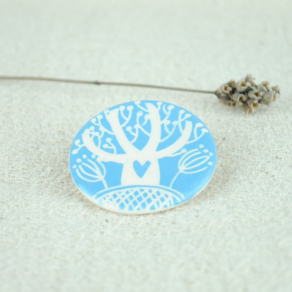 Ceramic Tree Brooch (Turquoise)