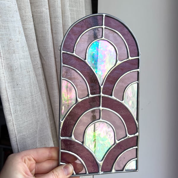 Stained Glass Purple Art Deco Inspired Sun Catcher