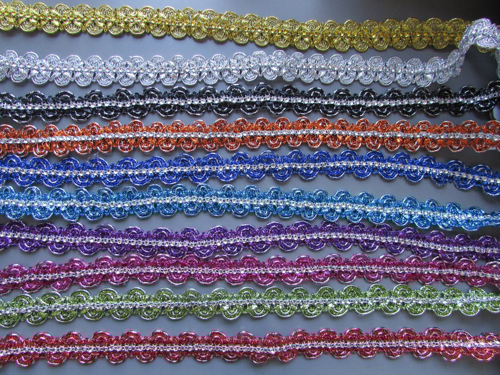 Faux Diamante Metallic 2cm Braid Trim Sold By The Metre