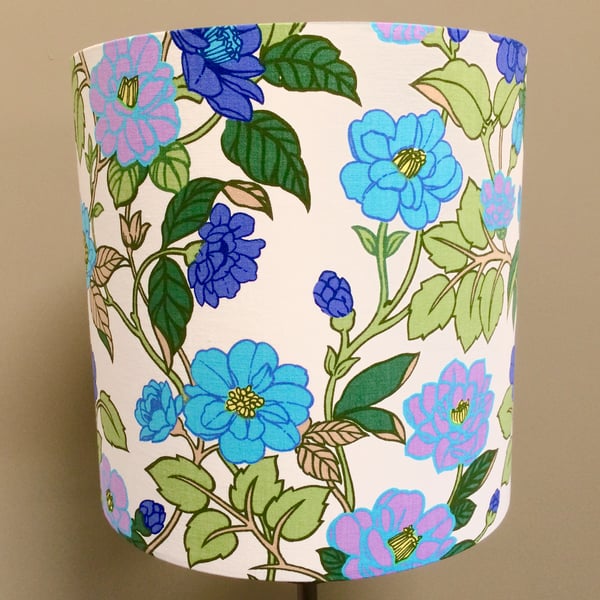 RETRO Blue Lime 70s Wild ROSE Scandi style Fabric Lampshade option 