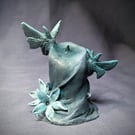 Unlit iv - small, haunting, ethereal moth, flower and candle sculpture