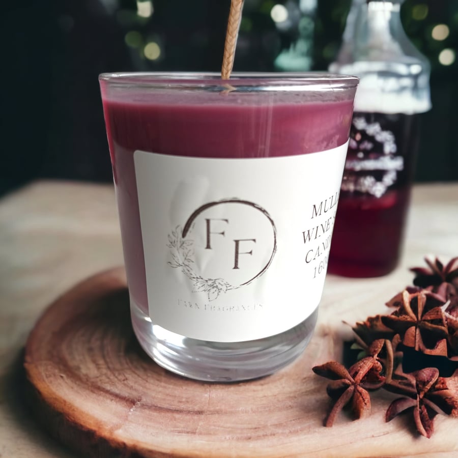 Mulled Wine Christmas Candle Hand Poured With Soy Wax, Festive Thanksgiving Home
