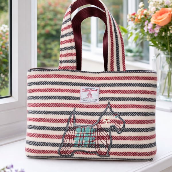Unique and unusual Harris Tweed Scottie Bag handbag or shoulder bag