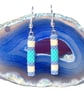 Peyote Tube Earrings In Blue, Cream And Green - Image 5