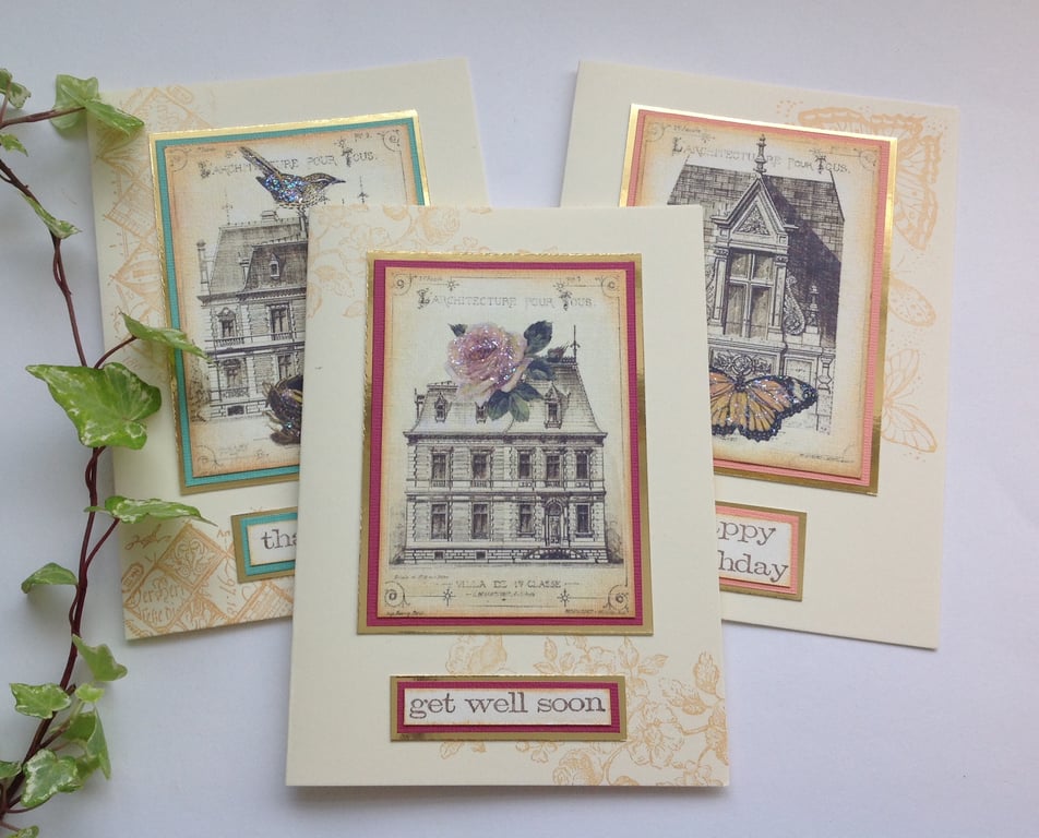 GREETINGS cards  ( 3 diff designs ) 'Architecture' ...ready to ship..