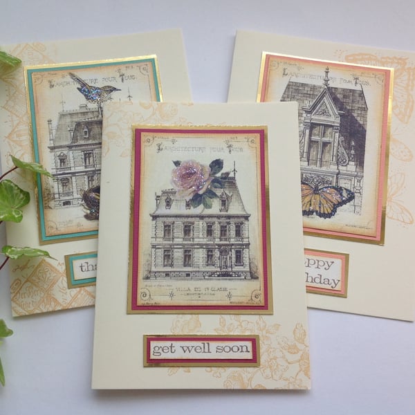 GREETINGS cards  ( 3 diff designs ) 'Architecture' ...ready to ship..