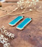 Handmade Ceramic Drop Earrings: Sea Blue Crackle Glazed Clay, Hypoallergenic Hoo - Image 5