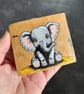 Hand Painted Reclaimed Mini Whisky Barrel Stave - Cute Elephant