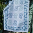Handprinted Cotton Tea Towel - Paisley and Flower 