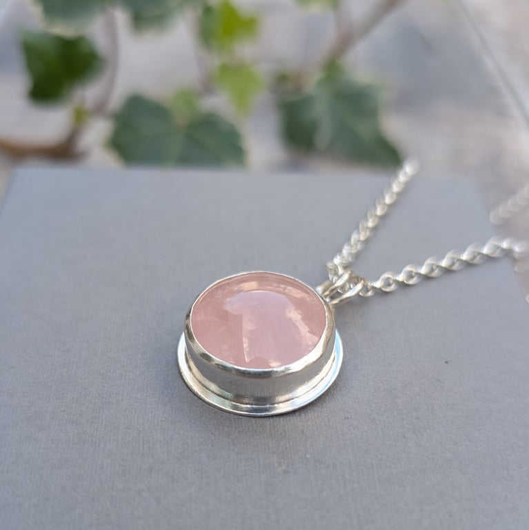 Sterling Silver Rose Quartz Statement Gemstone Necklace - JBJ2080