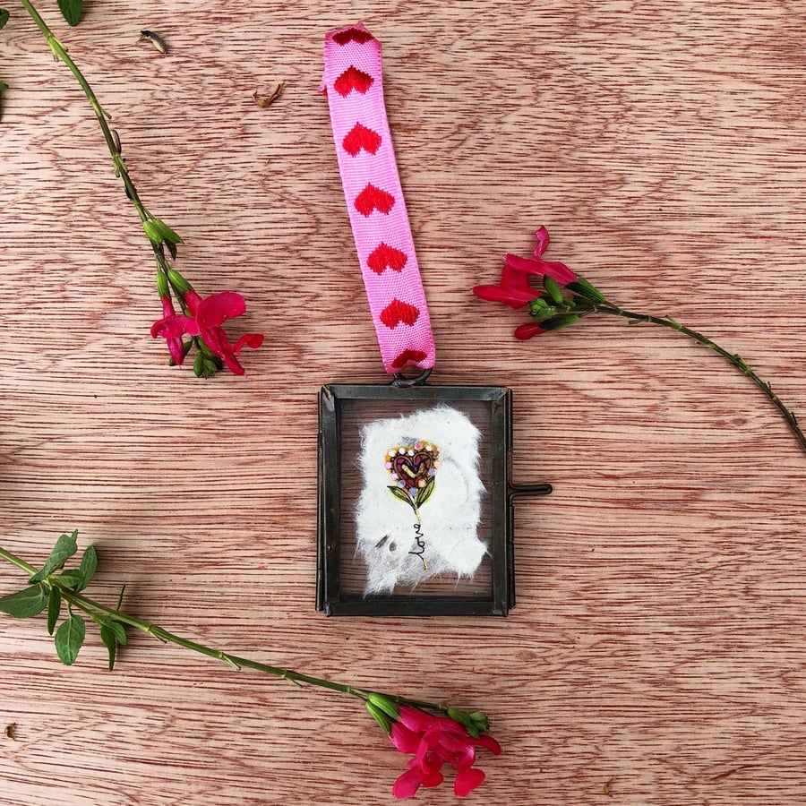 'Flower Love' Original In Hanging Frame