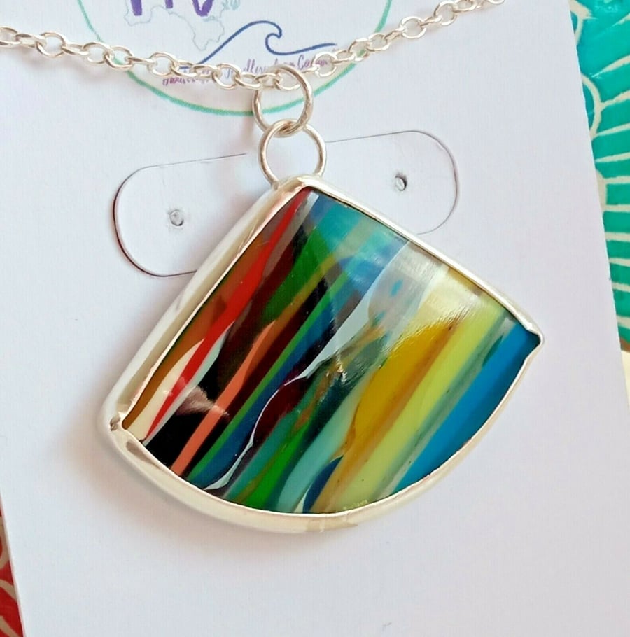 Surfite Necklace Fine & Sterling Silver Jewellery Gift Multicolour Pendant 