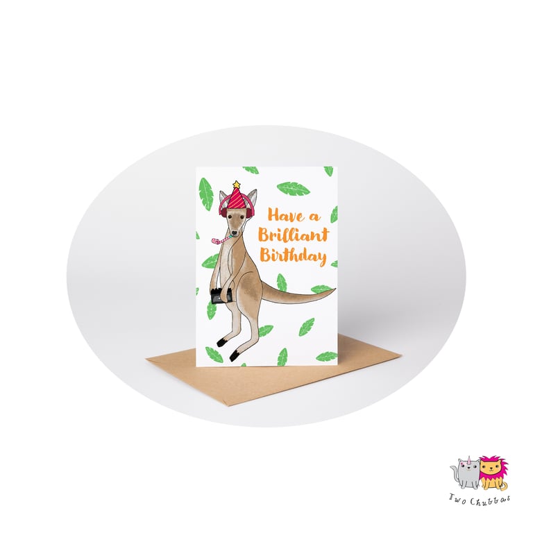 Kangaroo Birthday Card, A6 Birthday Card, Cute Animal Birthday Card