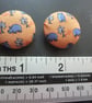 5 Blue Hippo Silk Buttons Orange Background Handmade Unique 22mm 1inch  - Image 2