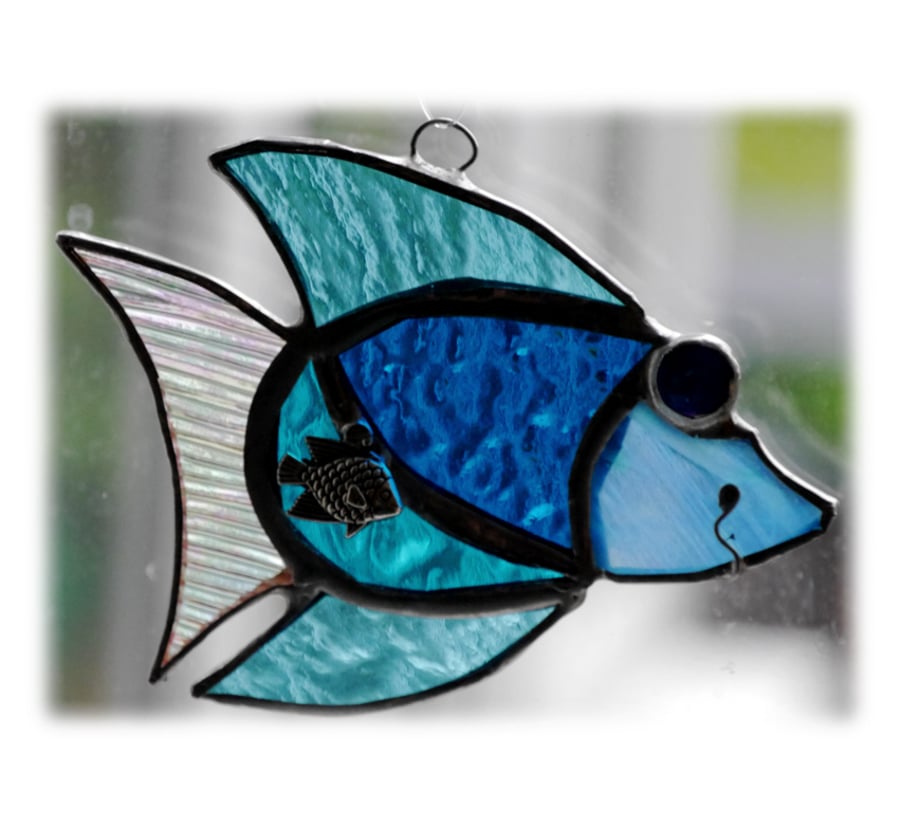 Fish Suncatcher Stained Glass Turquoise