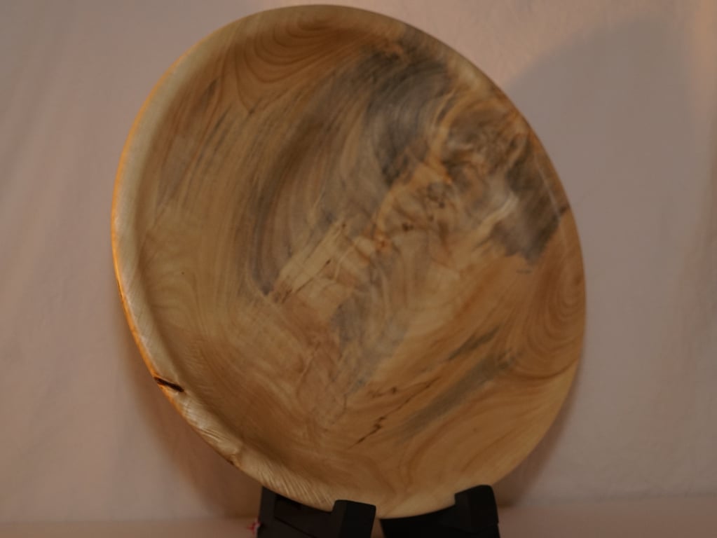 Large black poplar hand-turned wooden bowl