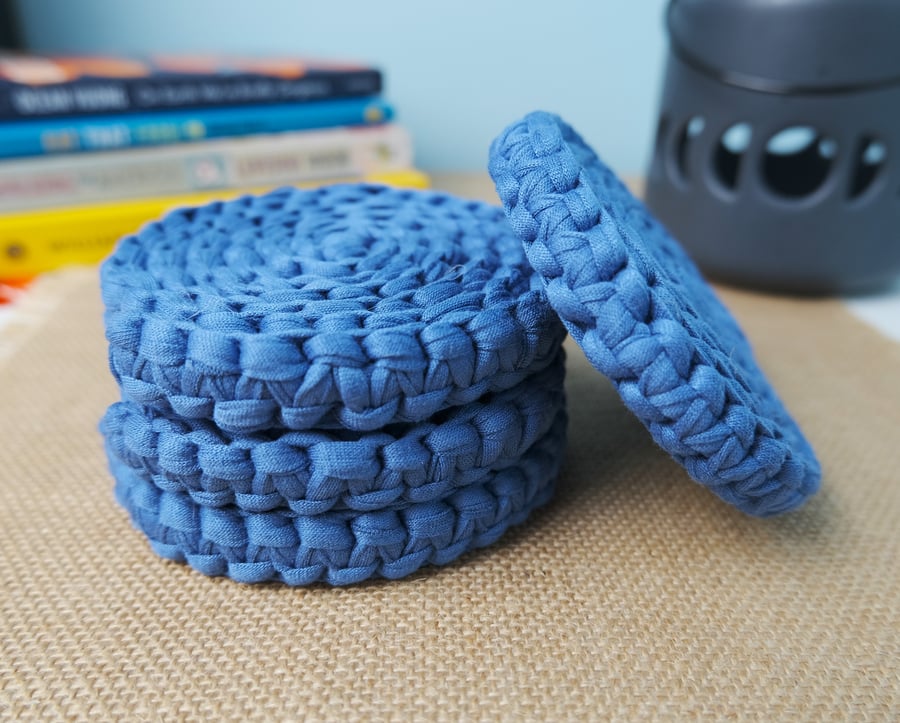 One Blue Macramé Coaster