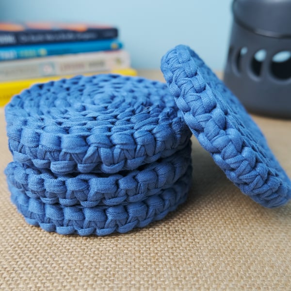 One Blue Macramé Coaster