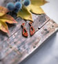 Burnt Orange Autumnal Asymmetrical Oval Drop Earrings - Image 6