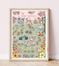 Nature Guide to Baby Animals Illustration Print A4 Unframed 