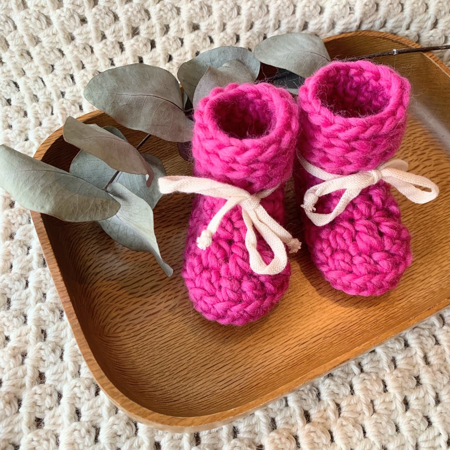 Tootsie Booties Chunky Wool Magenta