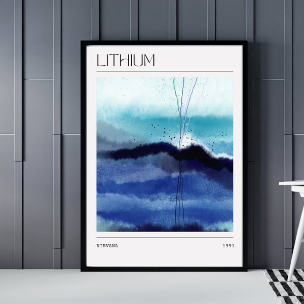 Music Poster Nirvana - Lithium 90s Painting Abstract Song Art Print T shirt