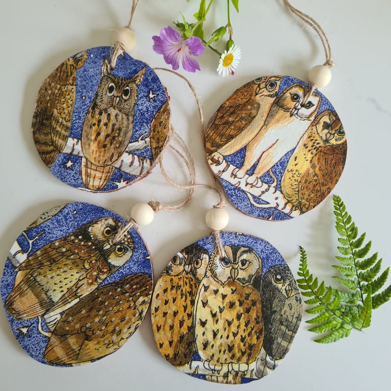 Owl wood slice hanging decoration Emma Bridgewater home decor choice of designs