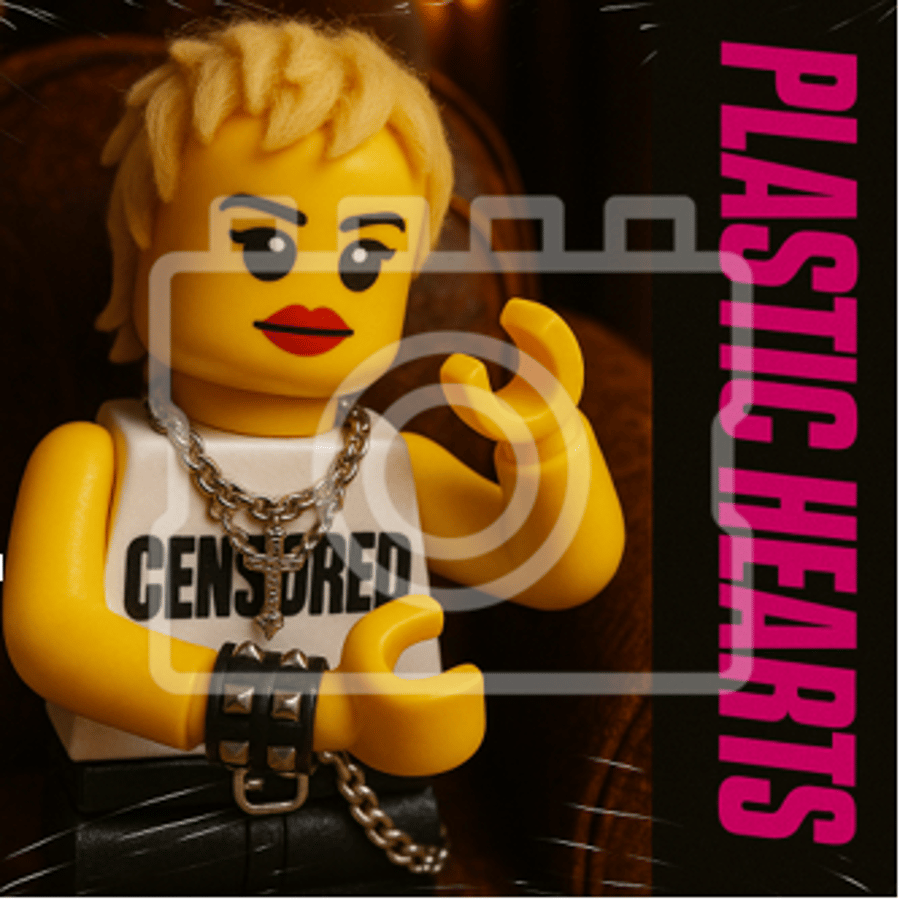 LEGO-Inspired Miley Cyrus – Plastic Hearts 5x5" Print (Mounted for 9x9" Frame)