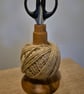 Cherry wood twine and scissors holder 