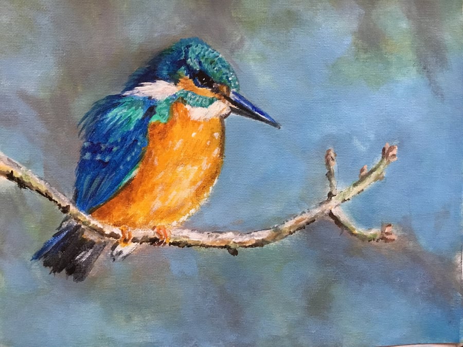 Giclee print of 'The Fisher King' - a kingfisher painting by artist Janet Bird