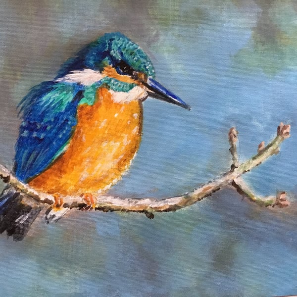 Giclee print of 'The Fisher King' - a kingfisher painting by artist Janet Bird