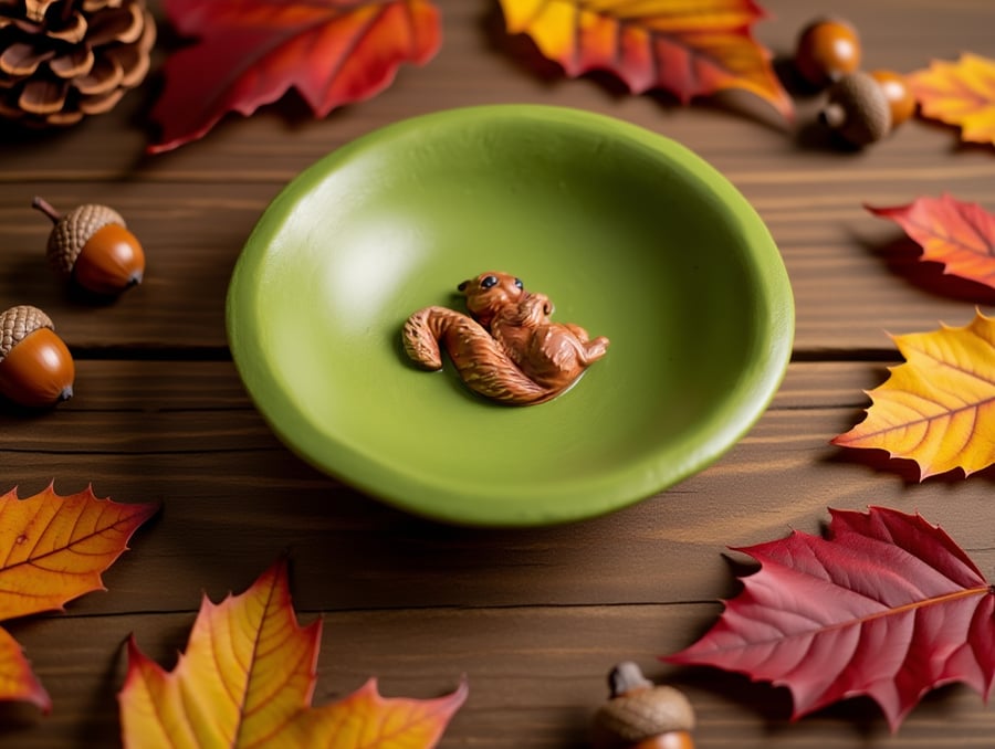 Handmade Clay Squirrel Trinket Dish – Small Nature-Inspired Decor