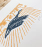 Flying Goose, Goose Lino Print, bird print - Image 4