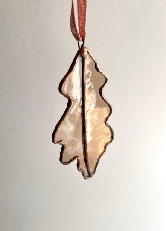 Stained glass oak leaf - woodland decoration in bronze Perfectly Imperfect 