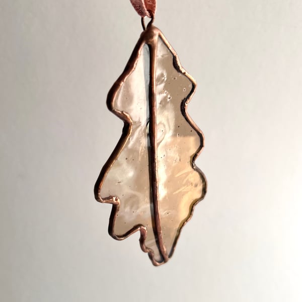 Stained glass oak leaf - woodland decoration in bronze Perfectly Imperfect 