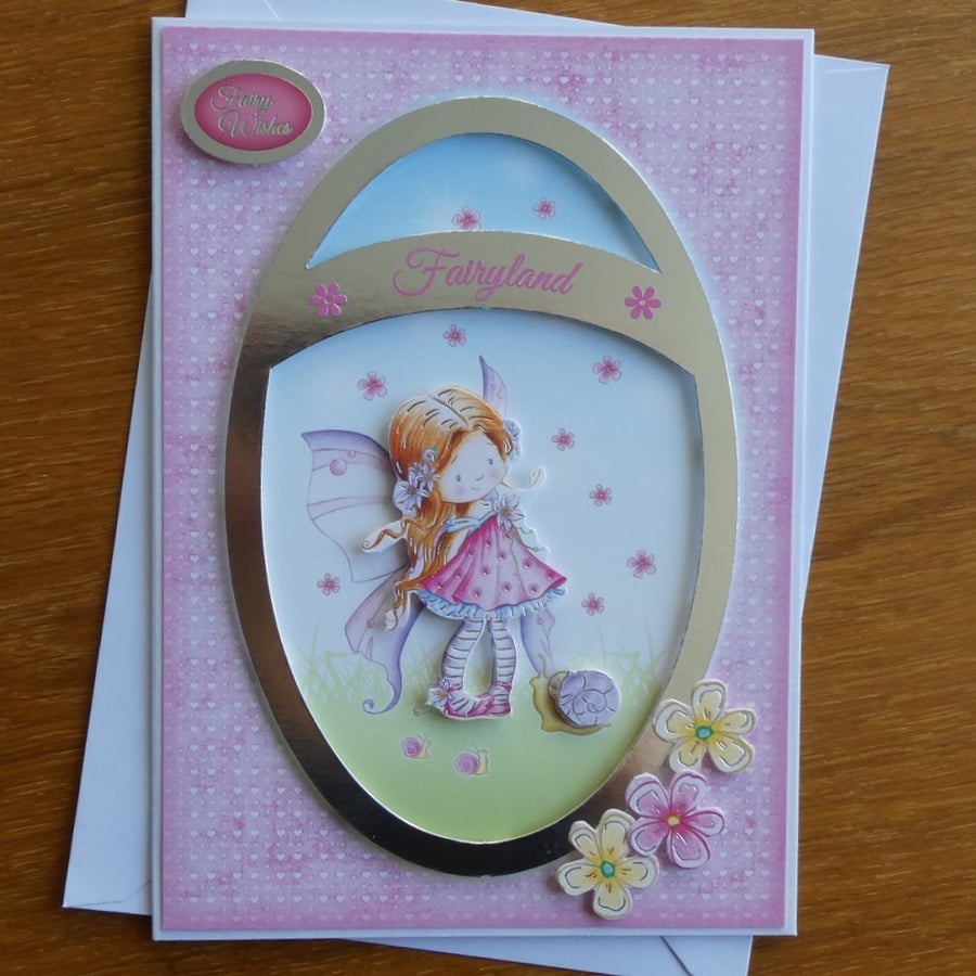 Pink and Lemon Fairy Wishes Birthday Card