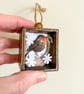 Miniature Robin textile art in wooden drawer box, 3D fabric wall hanging