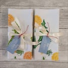 Hand printed dandelion napkins