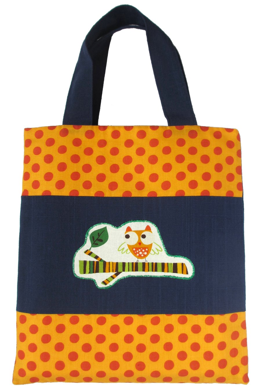 Owl Mini Tote Bag. Cute Child's Tote Bag. Lunch Bag. Book Bag. Retro Mini Tote