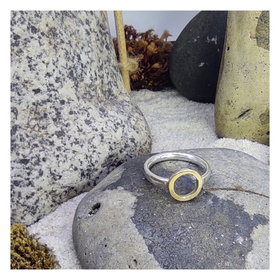 The Maru Ring - 9ct Gold Circle & Argentium Silver Ring