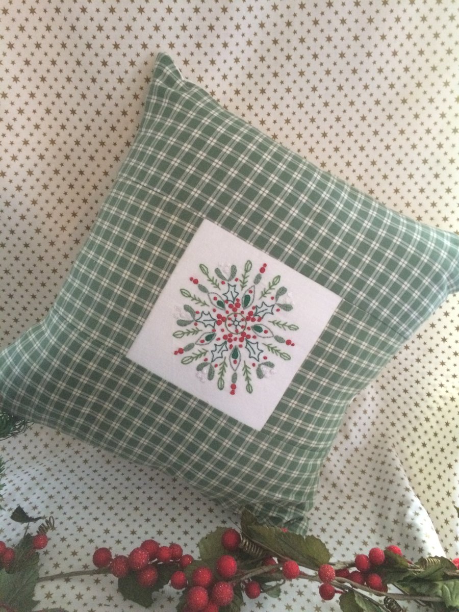 Vintage fabric & hand embroidered cushion cover 