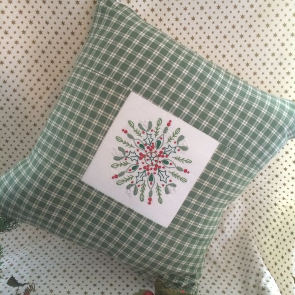 Vintage fabric & hand embroidered cushion cover 