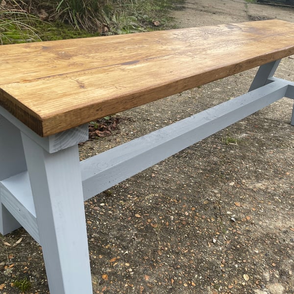 Dining Bench in Reclaimed Wood with a frame legs (Painted)