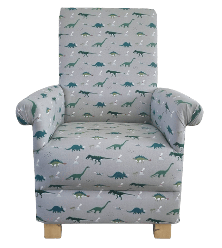 Sophie Allport Dinosaurs Fabric Adult Chair Armchair Green Chair Nursery Accent