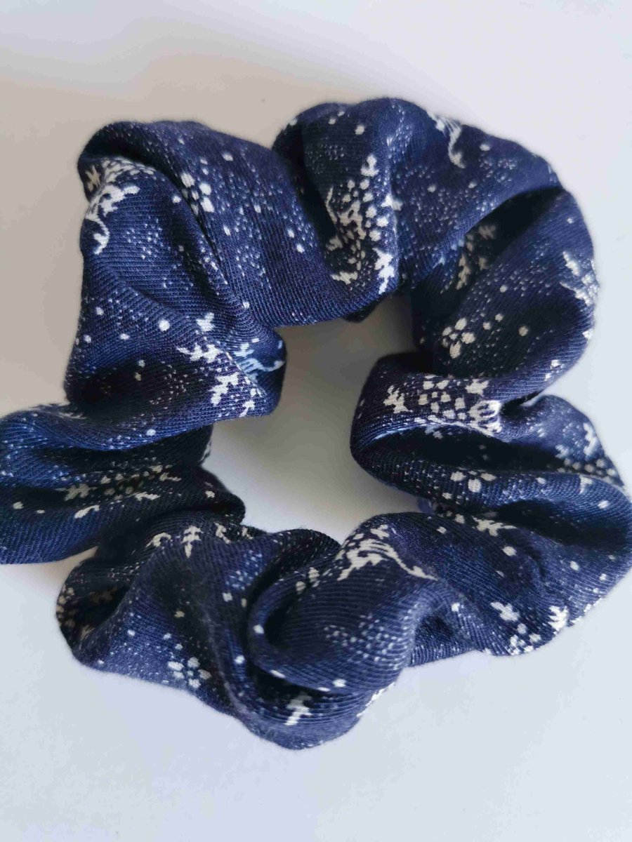 Navy Floral Scrunchie 