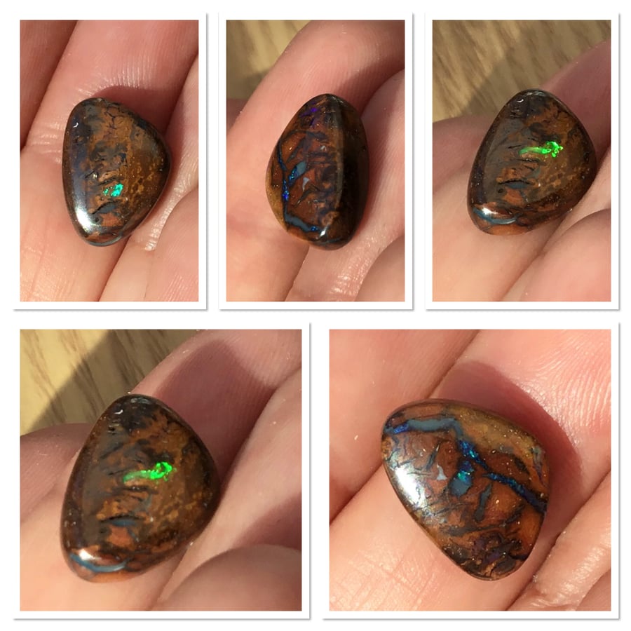 Gorgeous Natural Flashing Australian Koroit Boulder Opal Cabochon Gemstone.