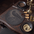 Gothic Raven Slate Cheeseboard – Dark Art Serving Board with Raven & Skull Desig