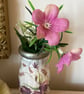 Sweet Peas Upcycled Small Glass Bottles set of Two Vases