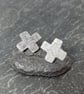 sterling silver kiss cross stud earrings