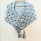 Wool mix Crochet shawl wrap scarf 